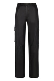 Black Leather Cargo Trousers