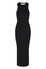 Black Rib Racer Maxi Dress