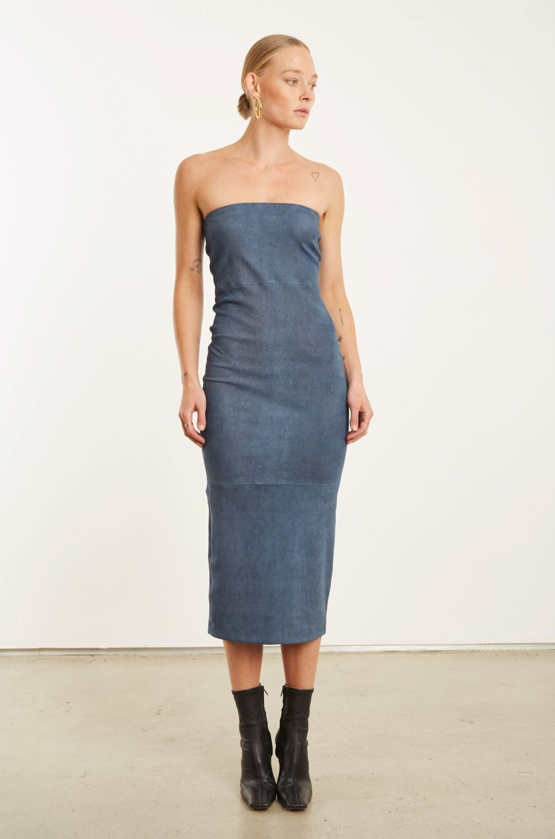 Denim Suede Tube Dress