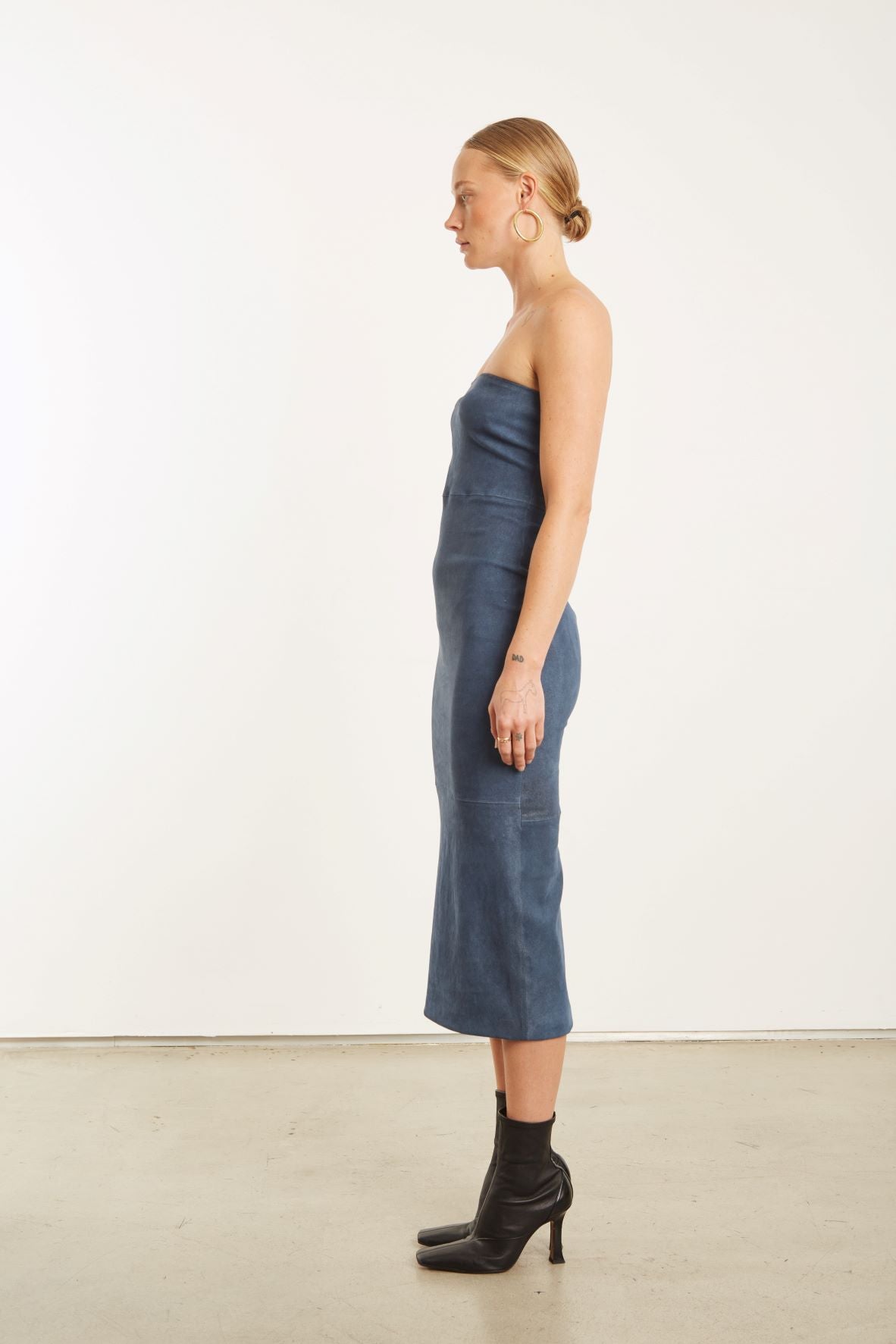 Denim Suede Tube Dress