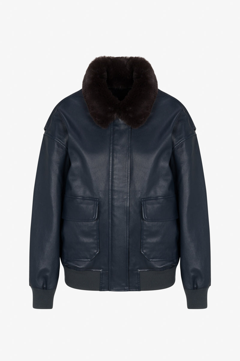 Midnight Leather Vintage Aviator Jacket