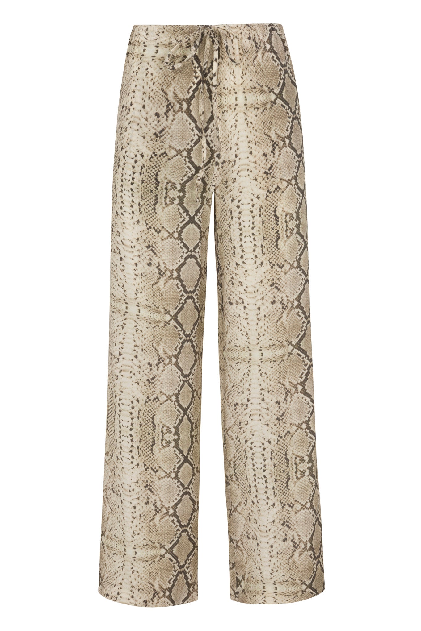 Beige Snakeskin Silk Kauai Pants