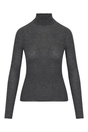 Charcoal Cashmere Mock Neck