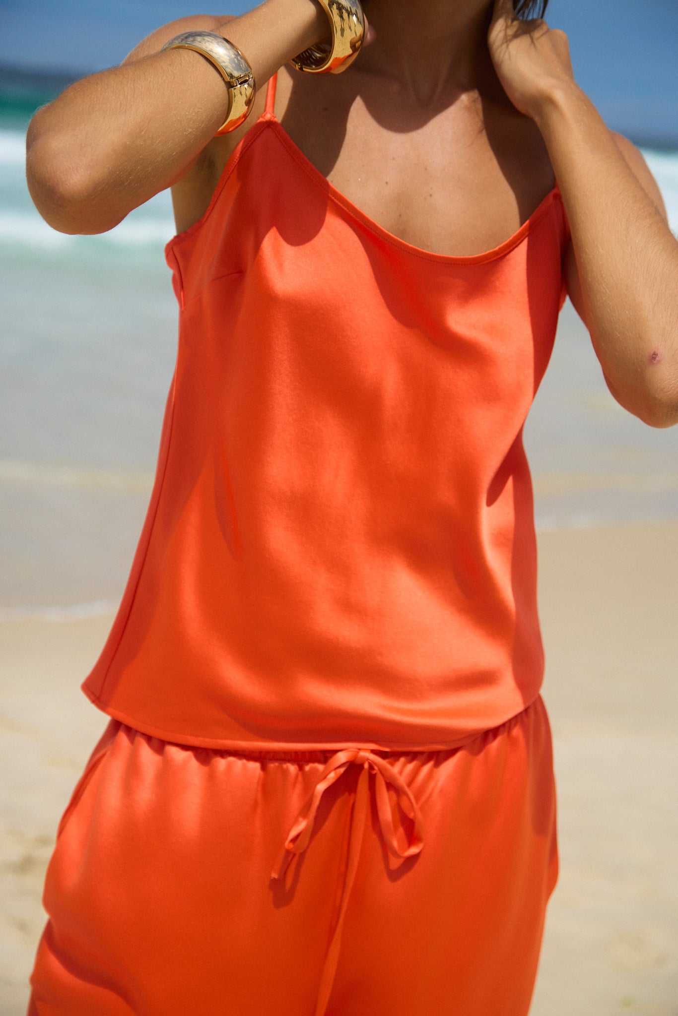 Orange Silk Spaghetti Strap Cami