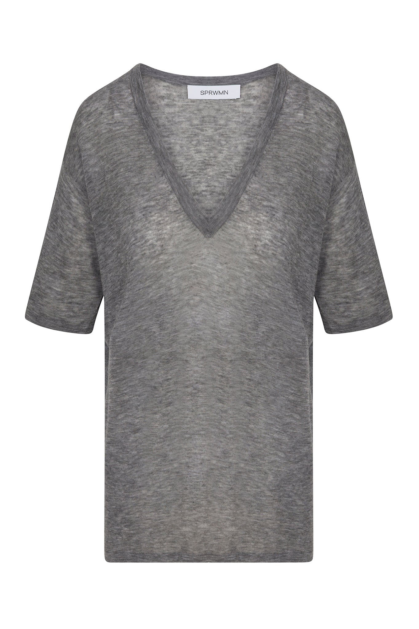 Grey Tissue Cashmere V-Neck Tee