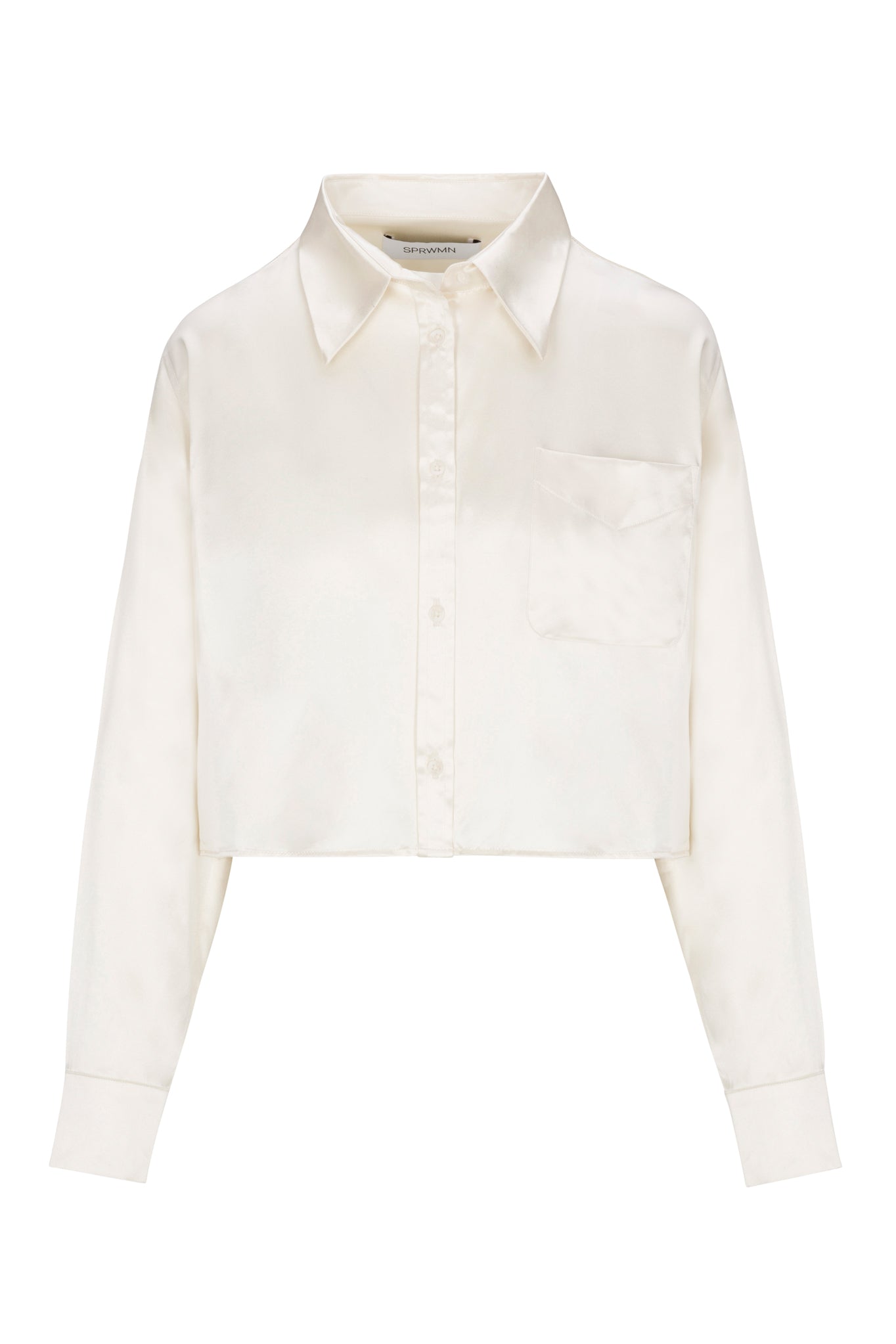 Ivory Silk Cropped Button Down