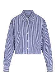 Royal Blue Striped Cropped Button Down