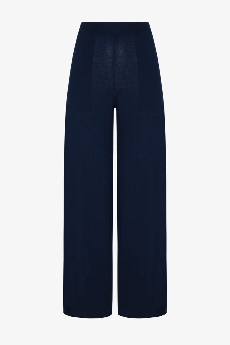 Navy Cashmere Wide Leg Pants