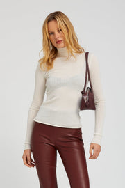 Chalk Cashmere Mock Neck