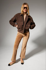 Americano Suede Cropped Aviator Bomber