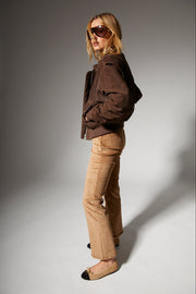 Americano Suede Cropped Aviator Bomber