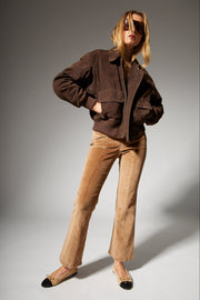 Americano Suede Cropped Aviator Bomber