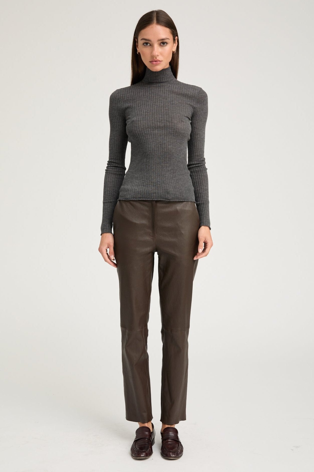 Charcoal Cashmere Mock Neck