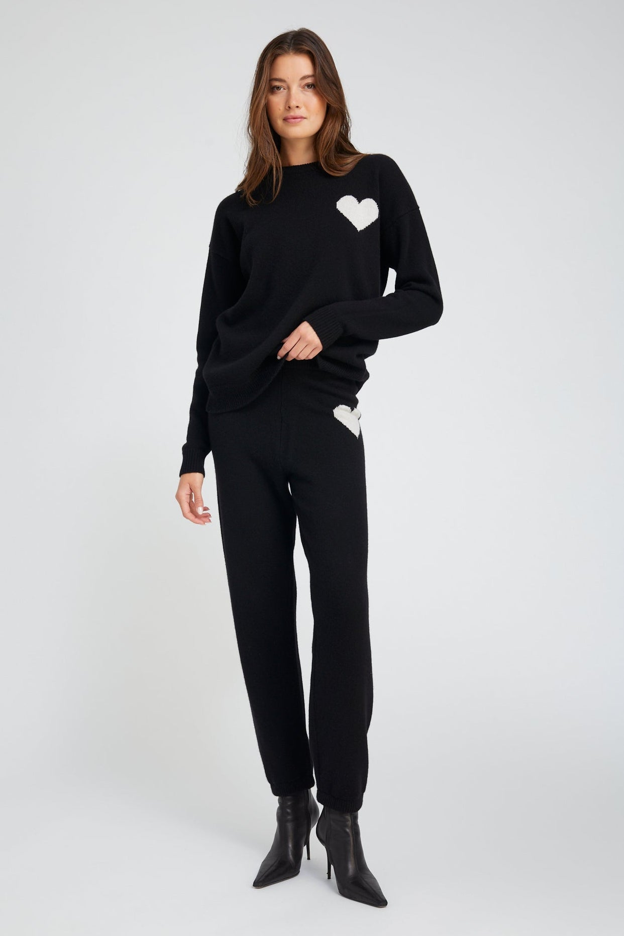 Black Cashmere Heart Logo Sweatpants