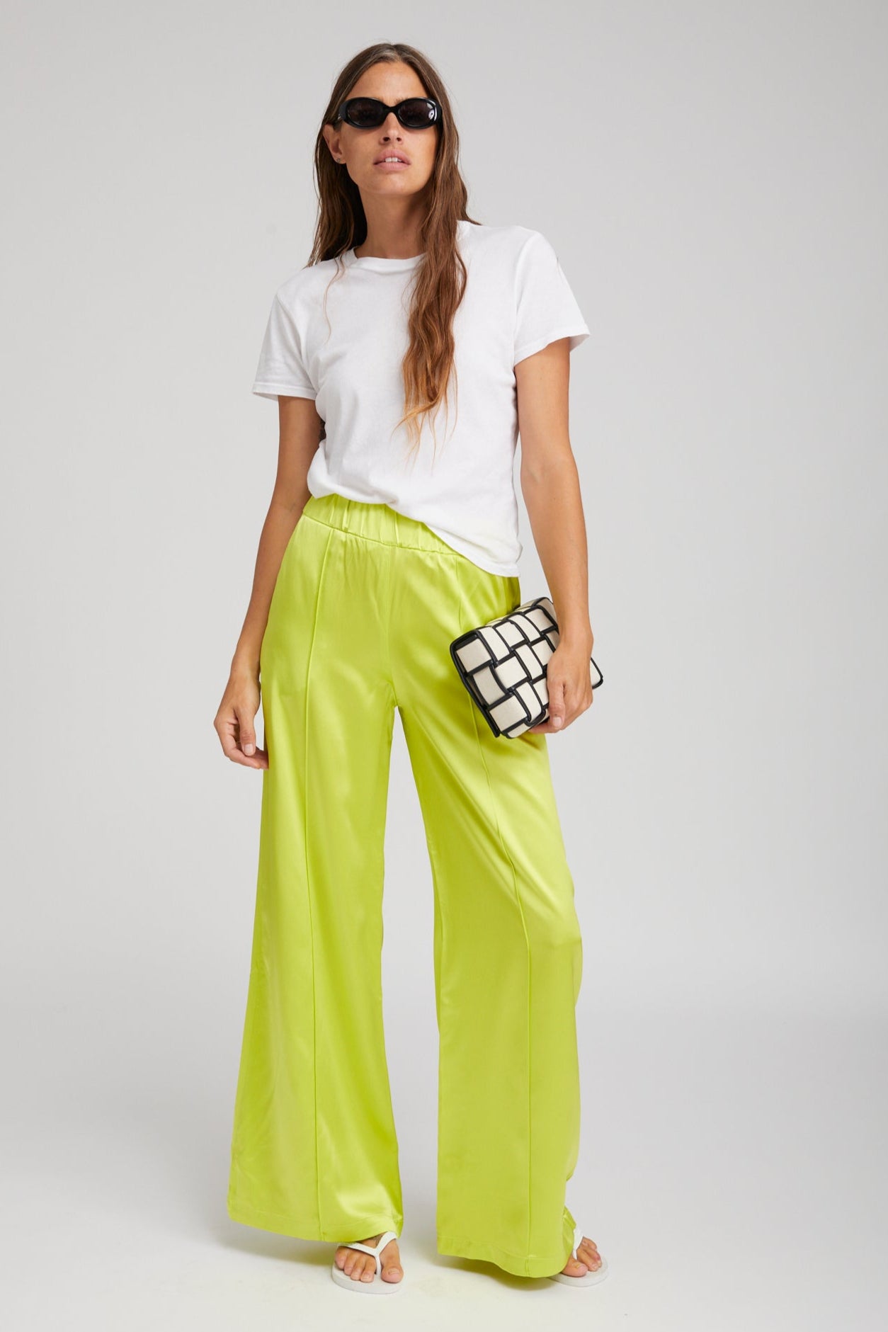 WIDE LEG PANT W PINTUCKS ELECTRIC CHARTREUSE SPRWMN WIDE LEG PANT W PINTUCKS ELECTRIC CHARTREUSE SPRWMN