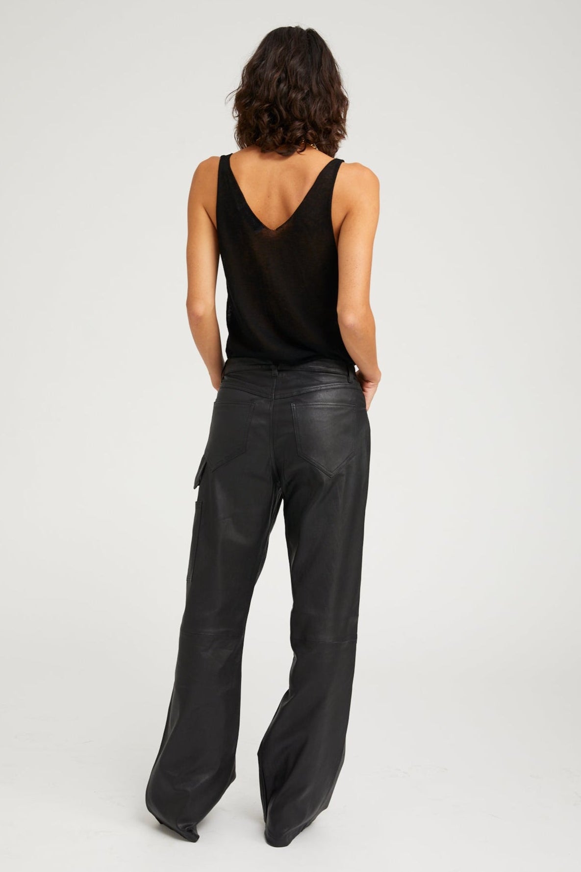 Black Leather Carpenter Pants