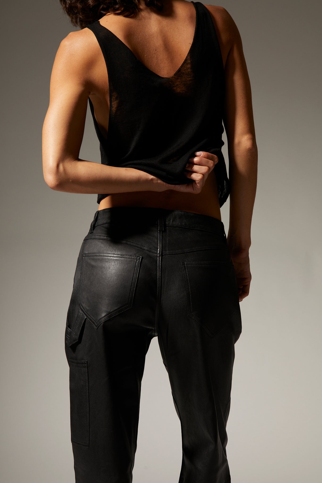 Black Leather Carpenter Pants