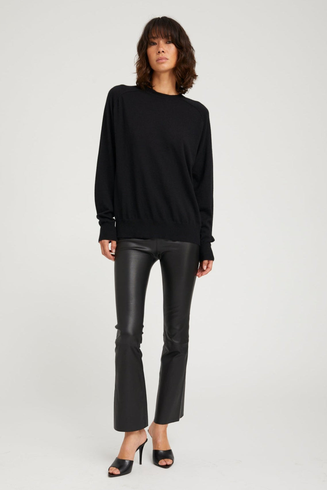 Black Leather Ankle Flare