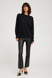 Black Leather Ankle Flare