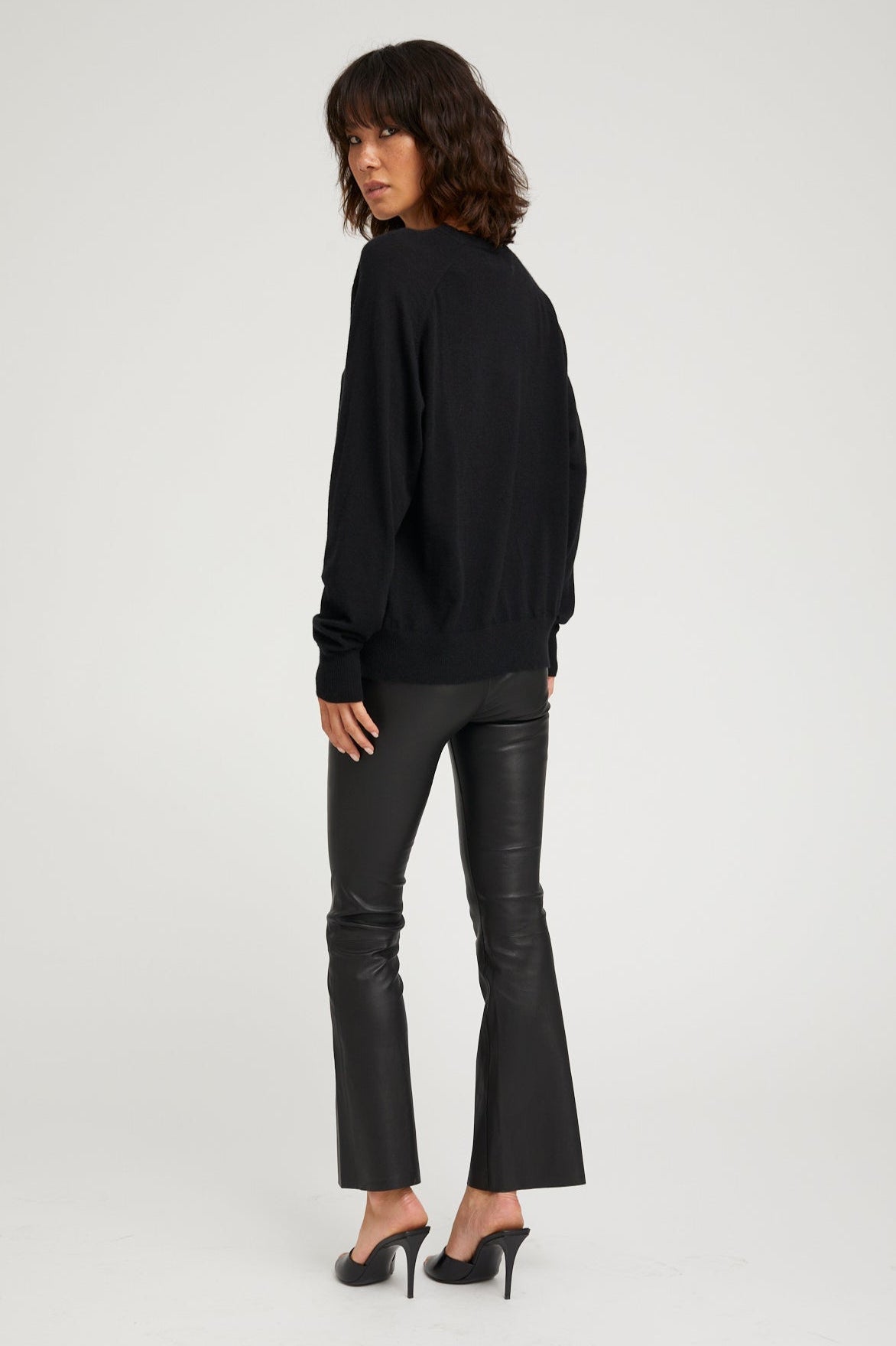 Black Leather Ankle Flare