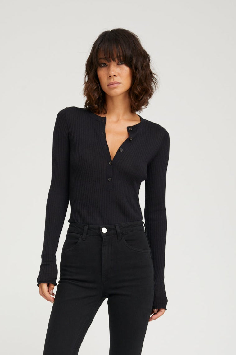 Black Cashmere Henley