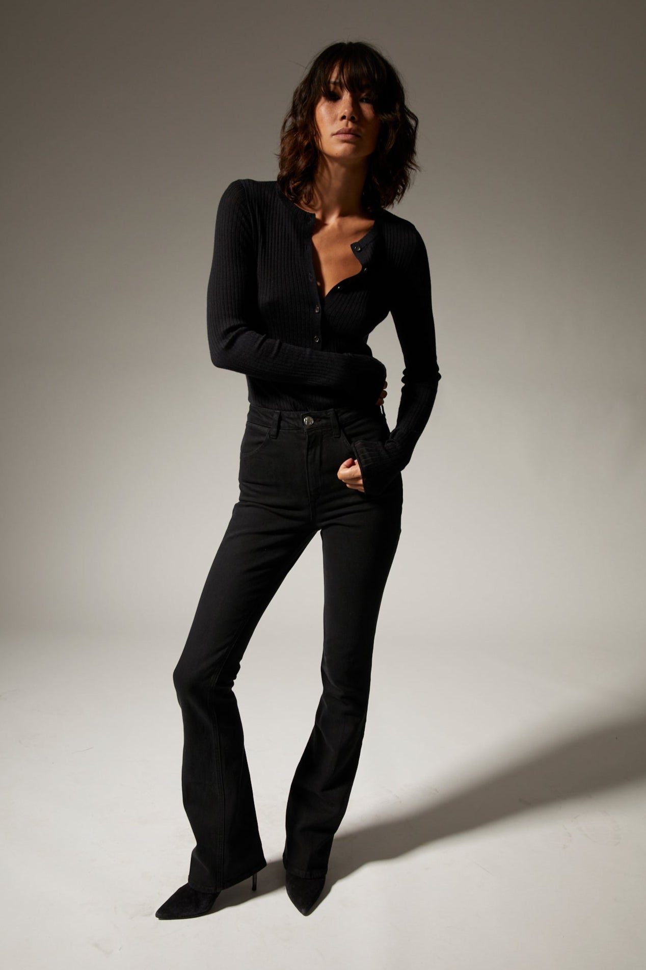 Black Cashmere Henley