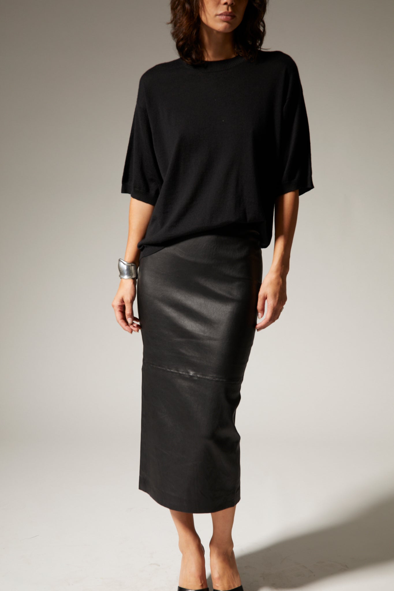 Black Leather Tube Skirt