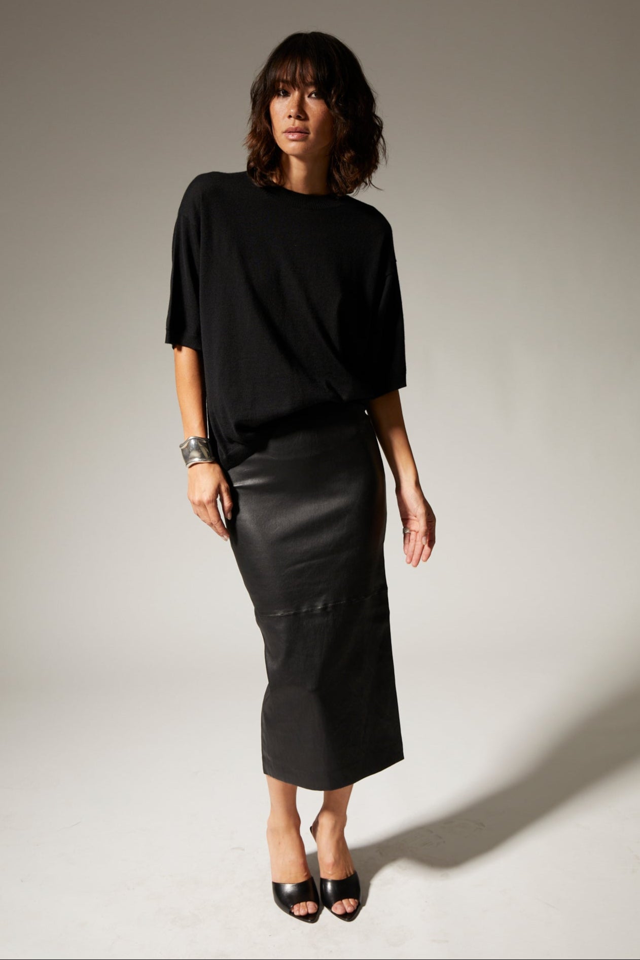 Black Leather Tube Skirt