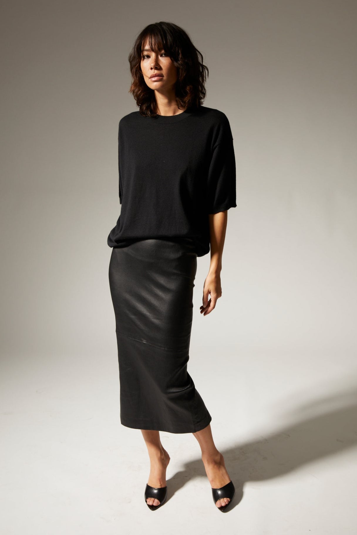 Black Leather Tube Skirt