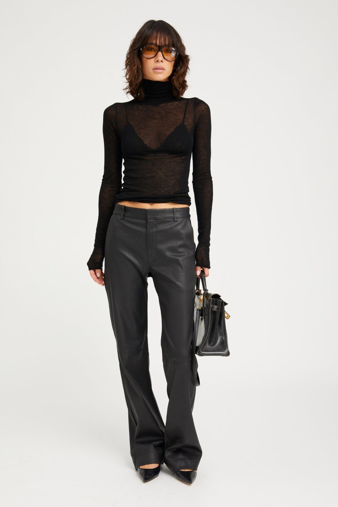 Black Leather Classic Trousers