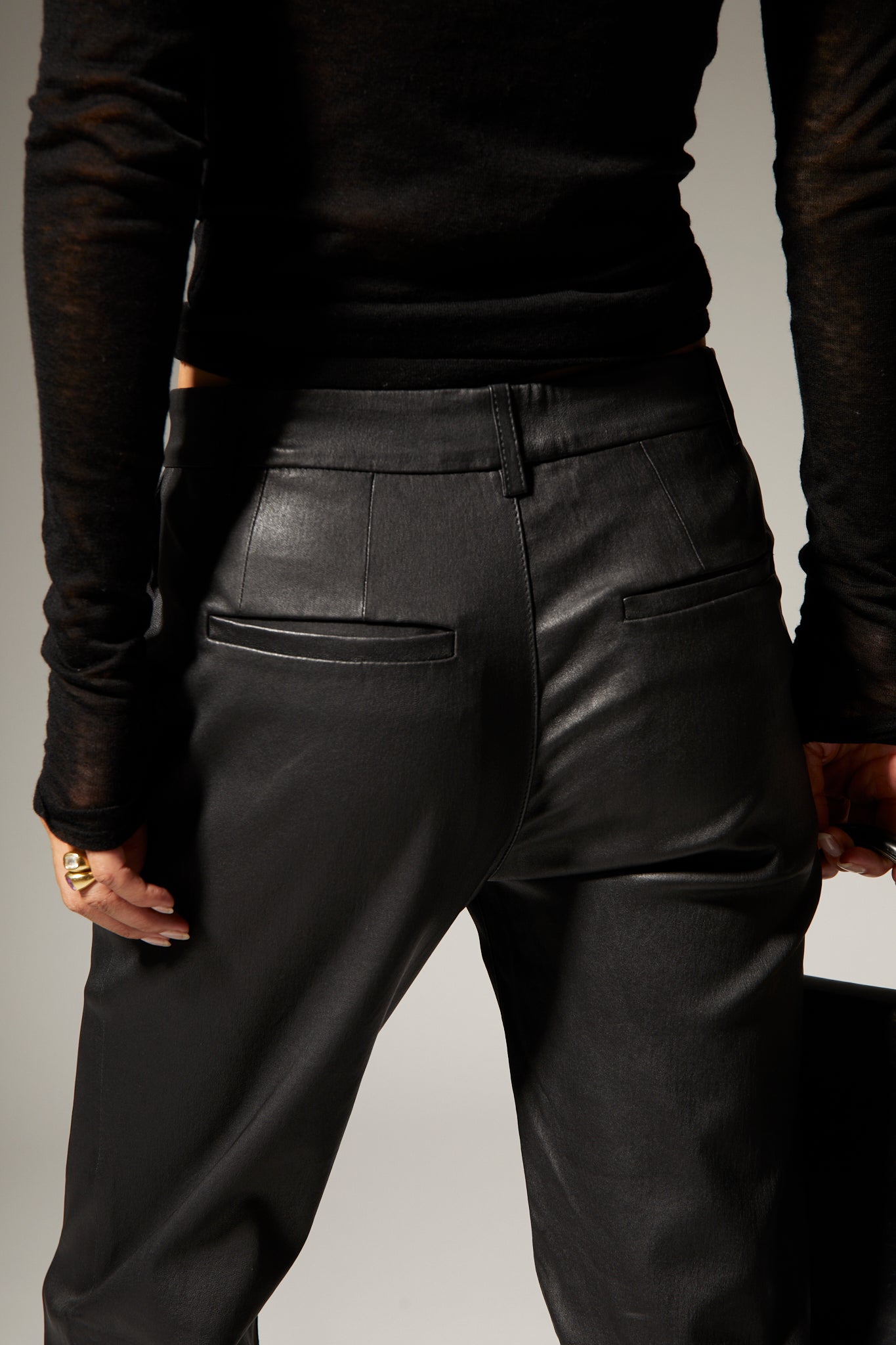 Black Leather Classic Trousers