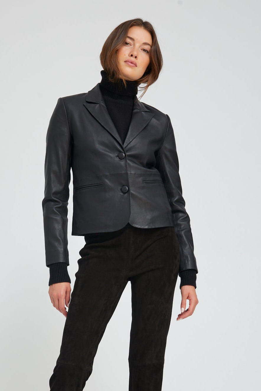 Black Leather Claire Blazer