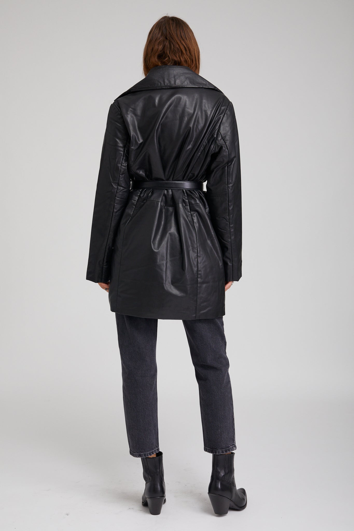 Black Leather Classic Coat