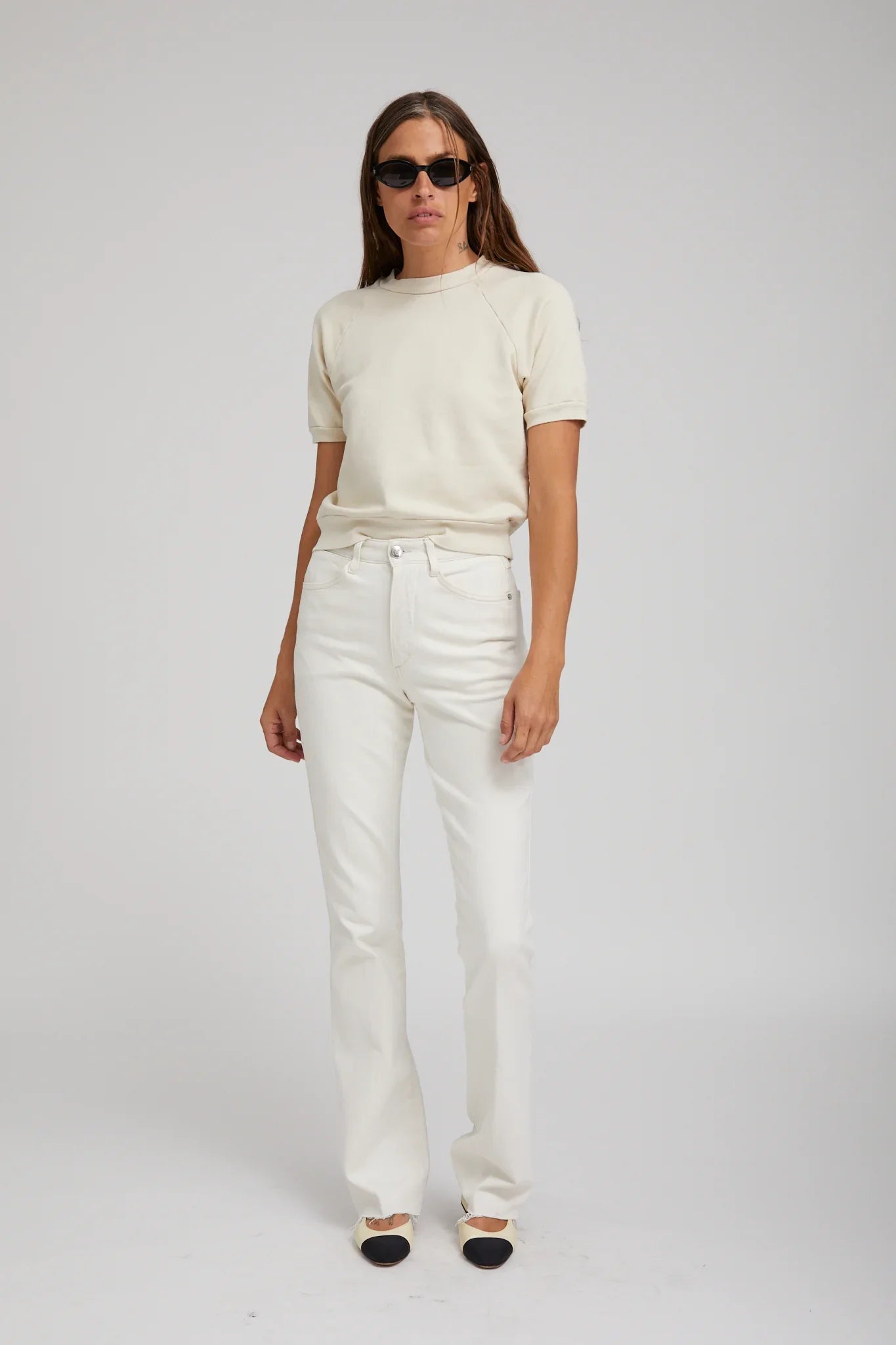 Vintage White Cotton Raglan Sweatshirt Tee