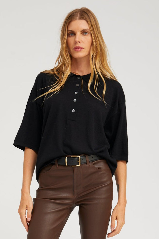 OVERSIZED POLO SS BLACK – SPRWMN