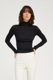 Black Cashmere Mock Neck