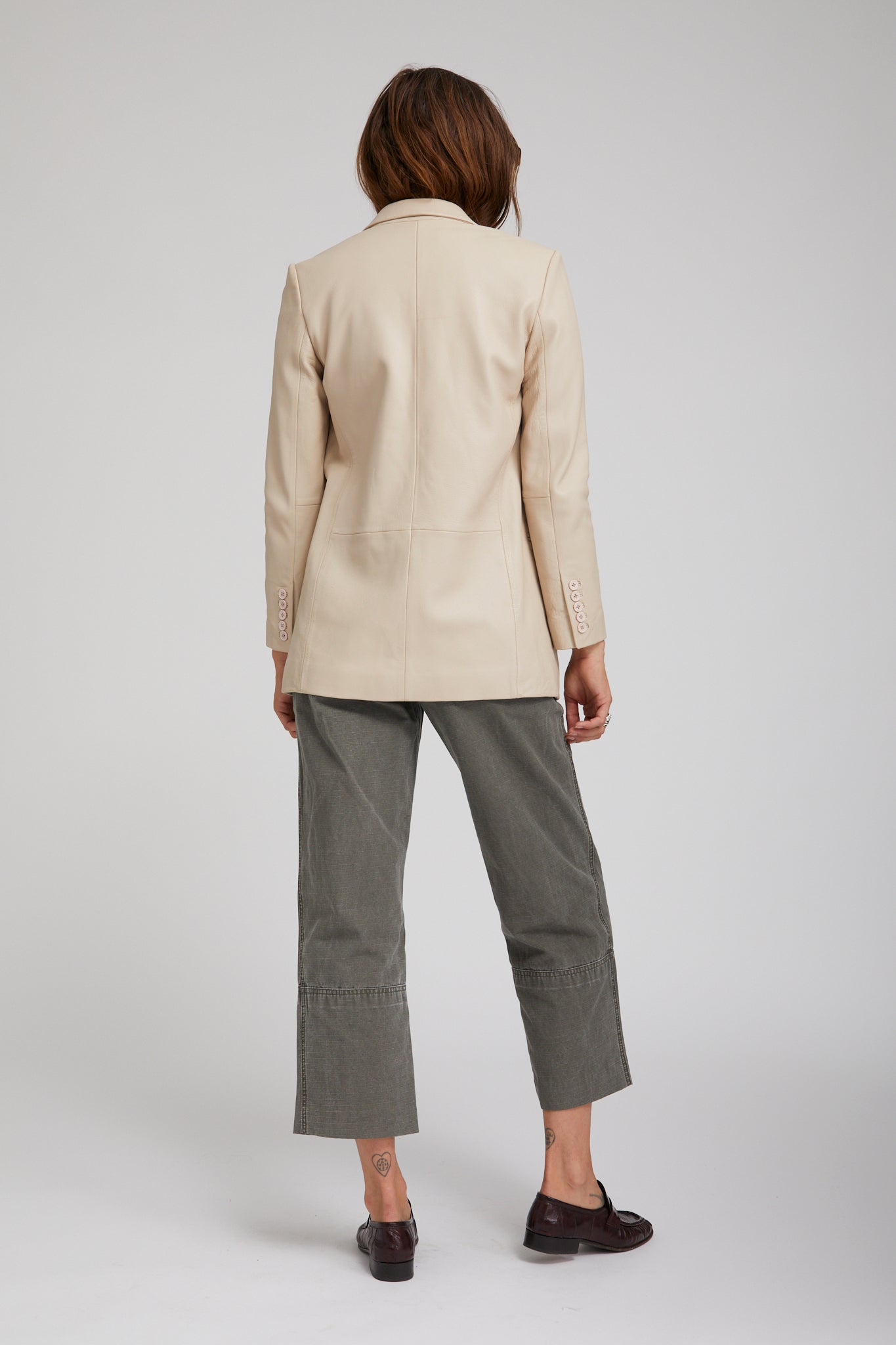 Off White Leather Blazer