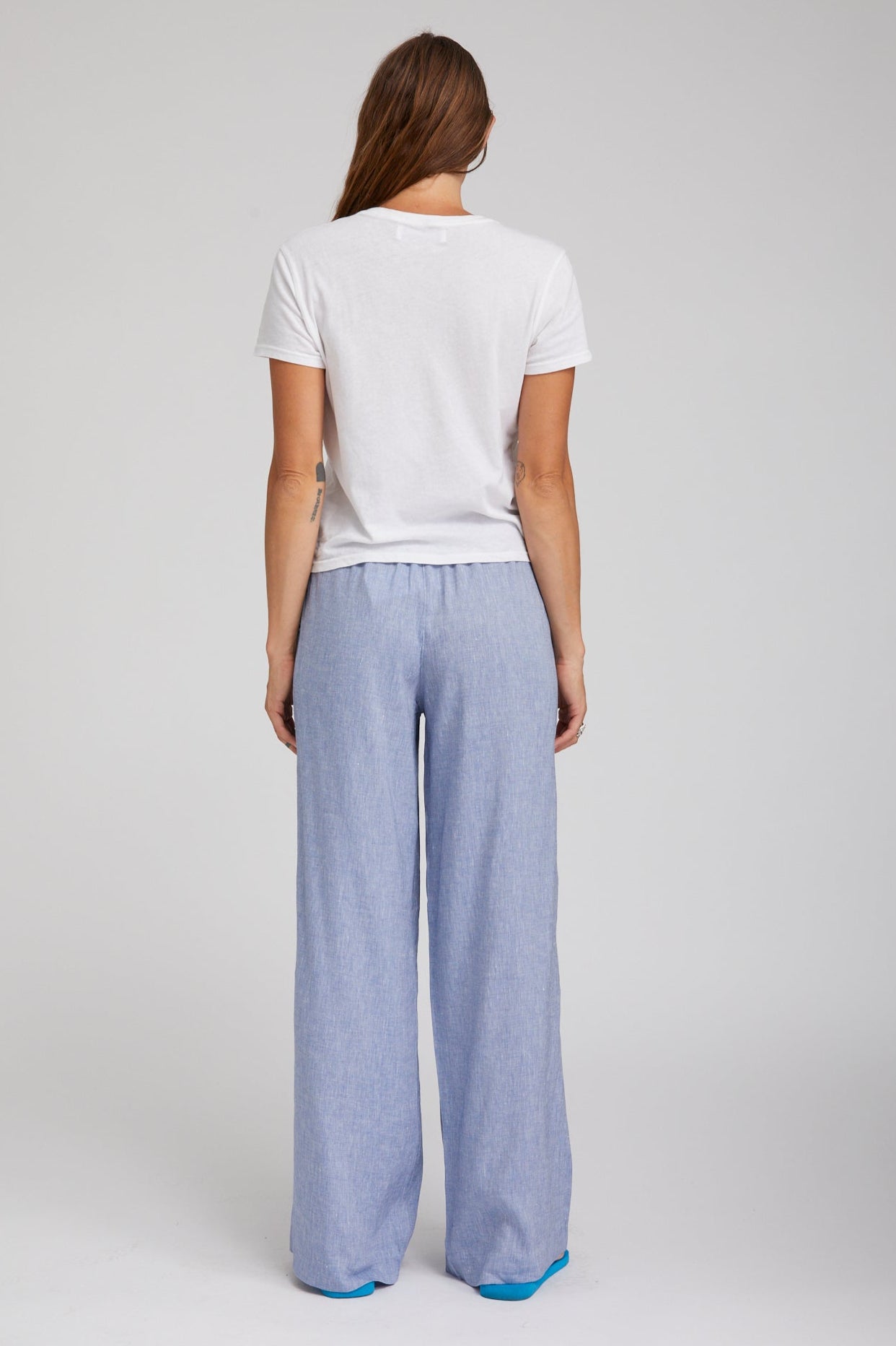Blue Linen Drawstring Pants