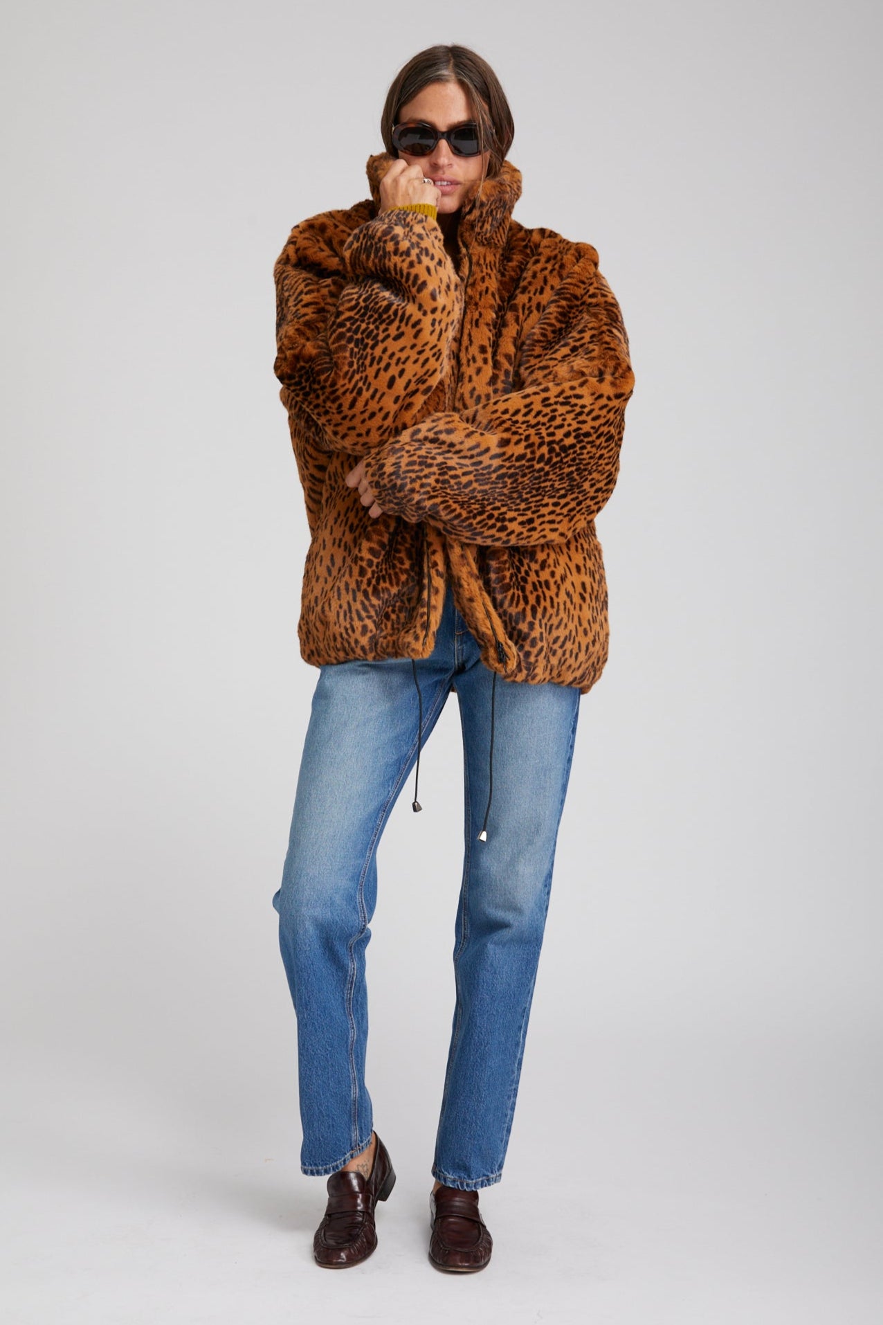 Toffee Leopard Faux Fur Oversized Jacket