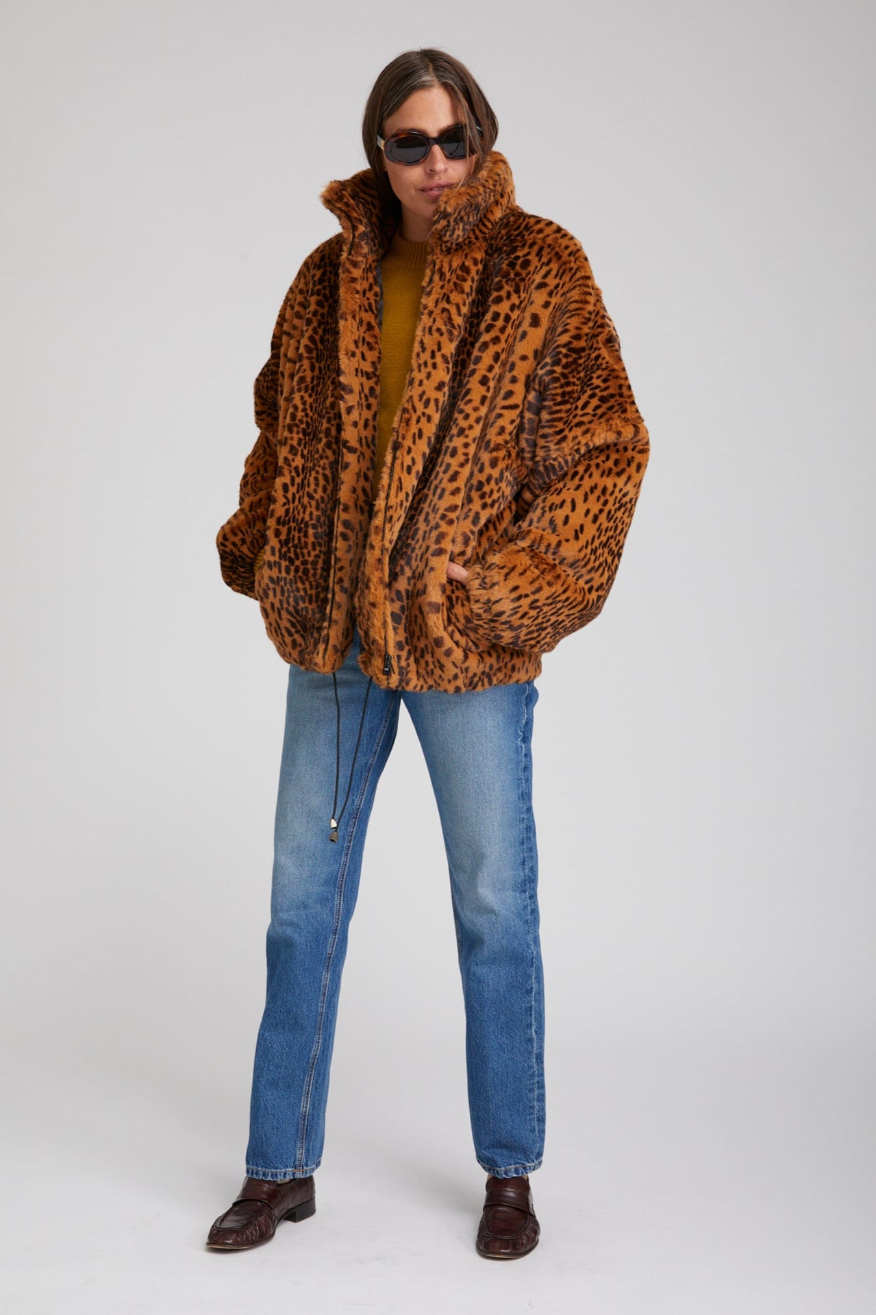 Toffee Leopard Faux Fur Oversized Jacket