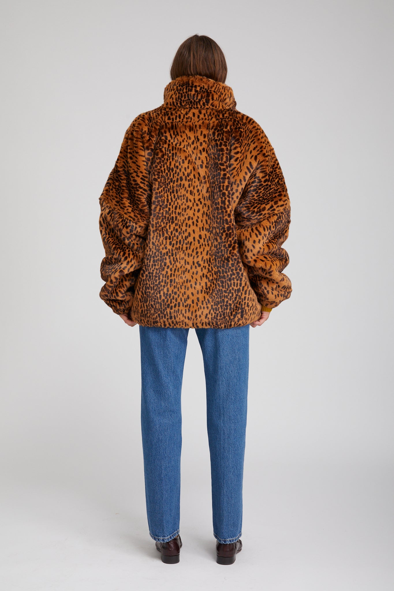 Toffee Leopard Faux Fur Oversized Jacket