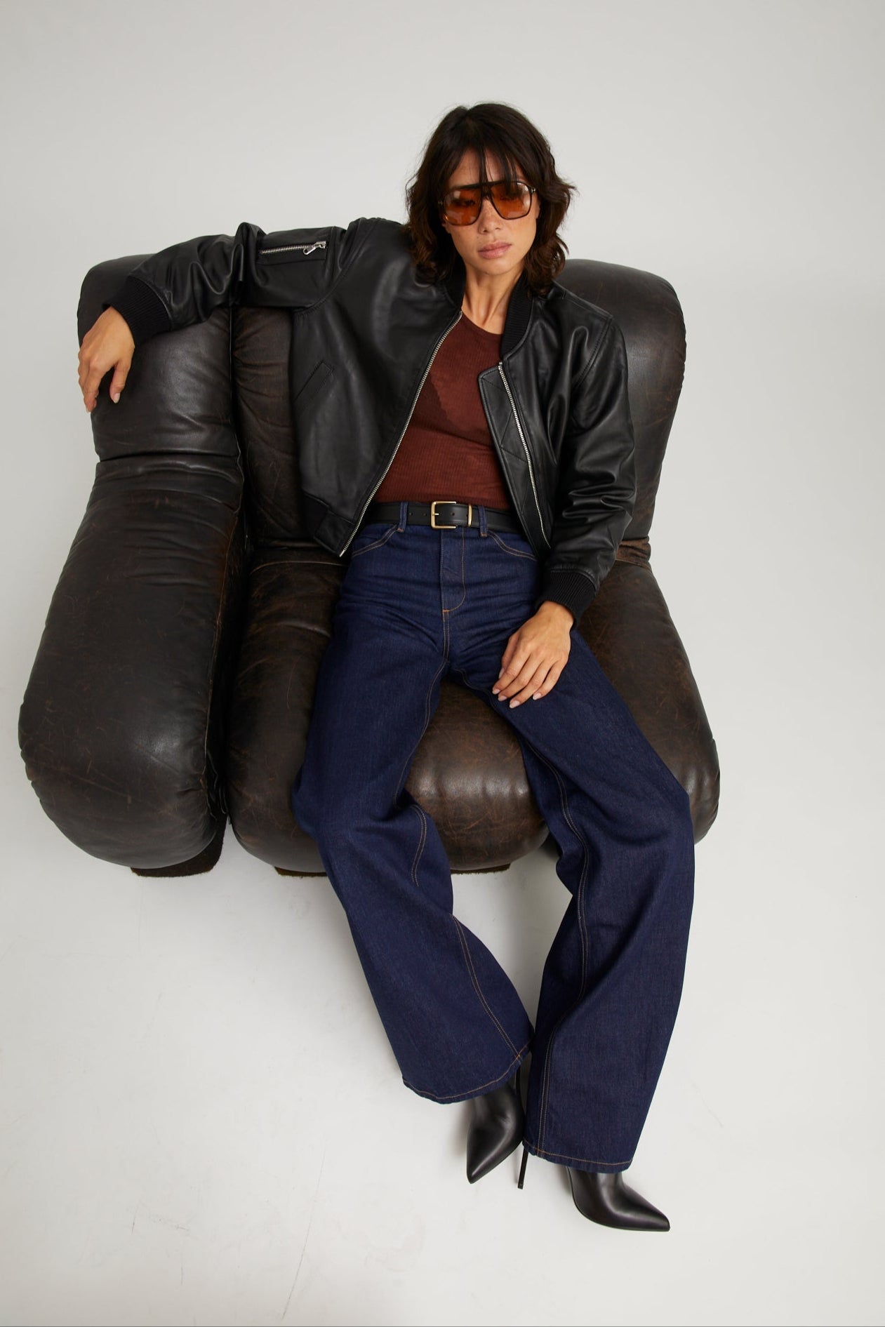 Black Leather Classic Bomber