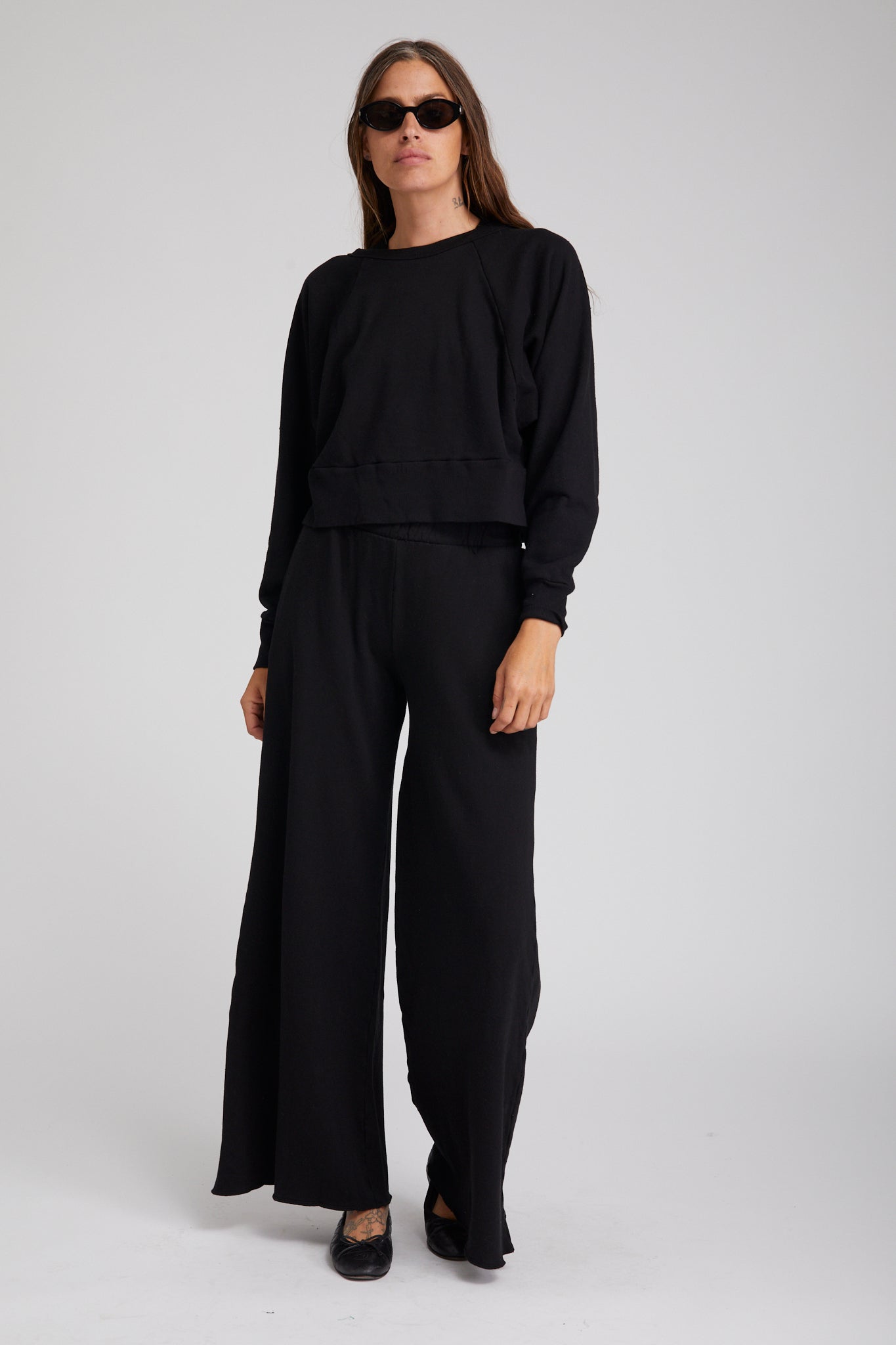 Black Knit Wide Leg Pants