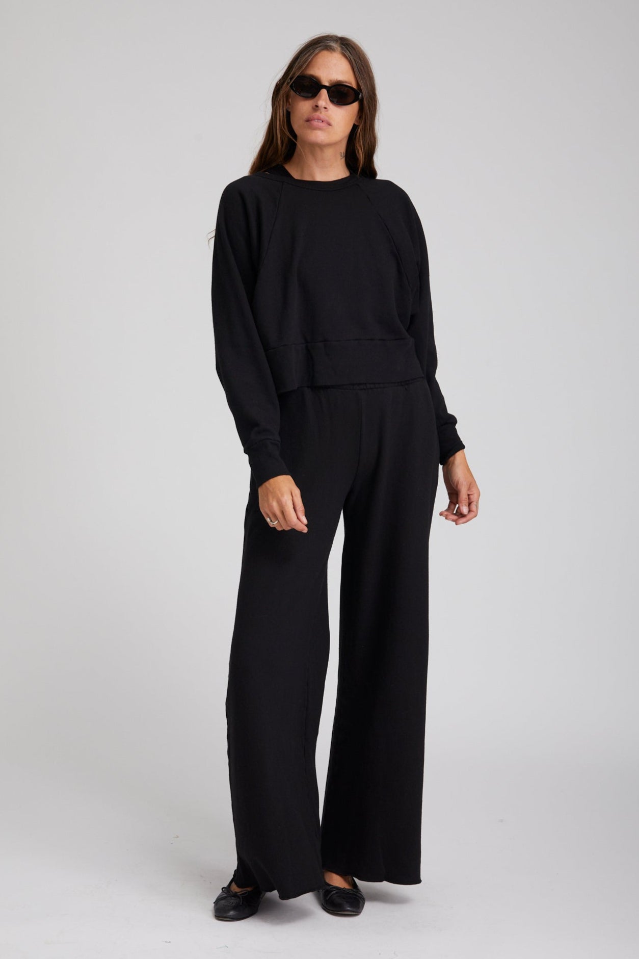 Black Knit Wide Leg Pants
