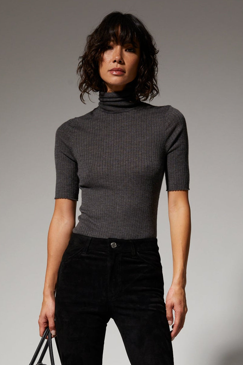 Charcoal Cashmere Turtleneck
