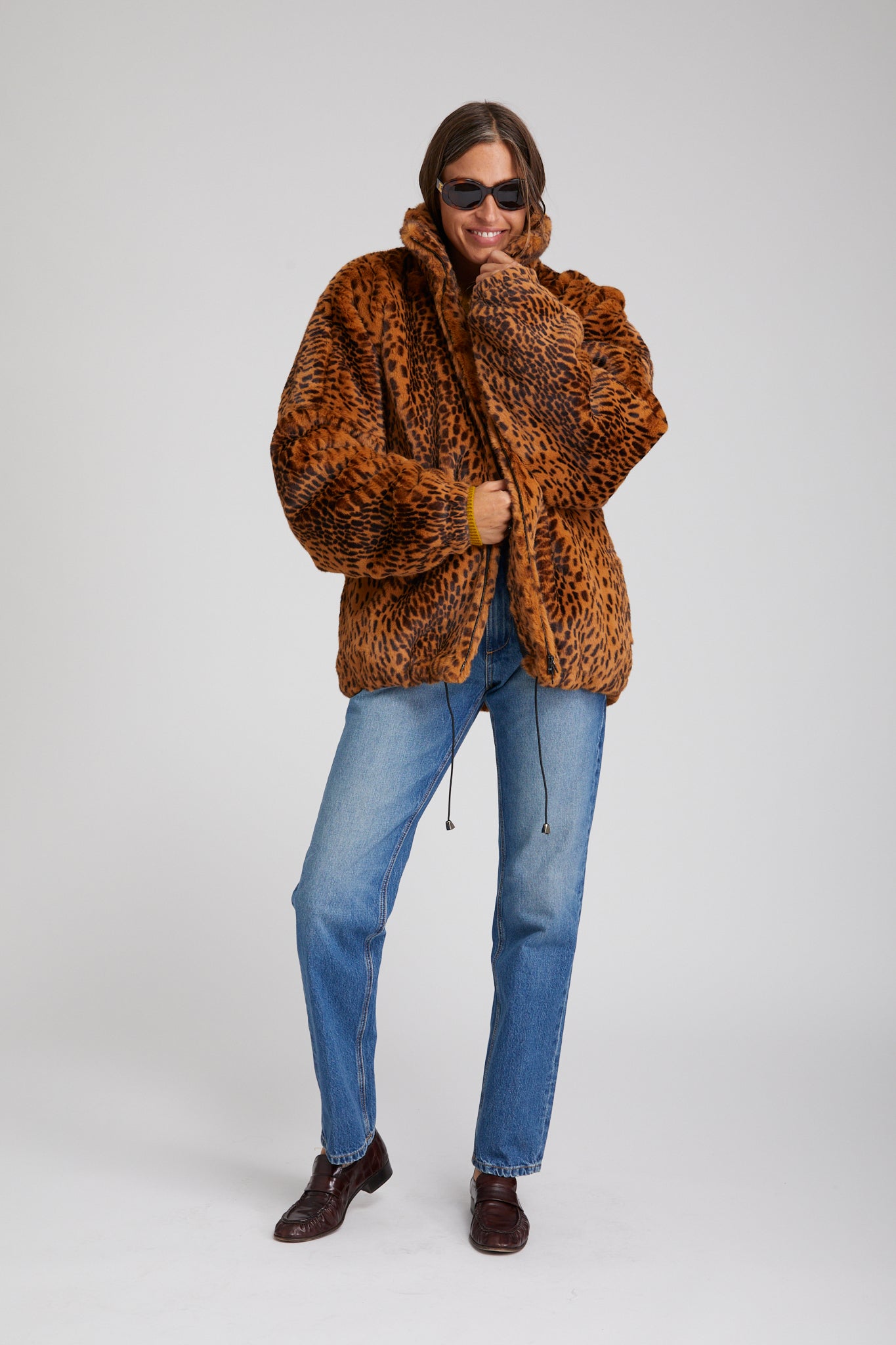 Toffee Leopard Faux Fur Oversized Jacket