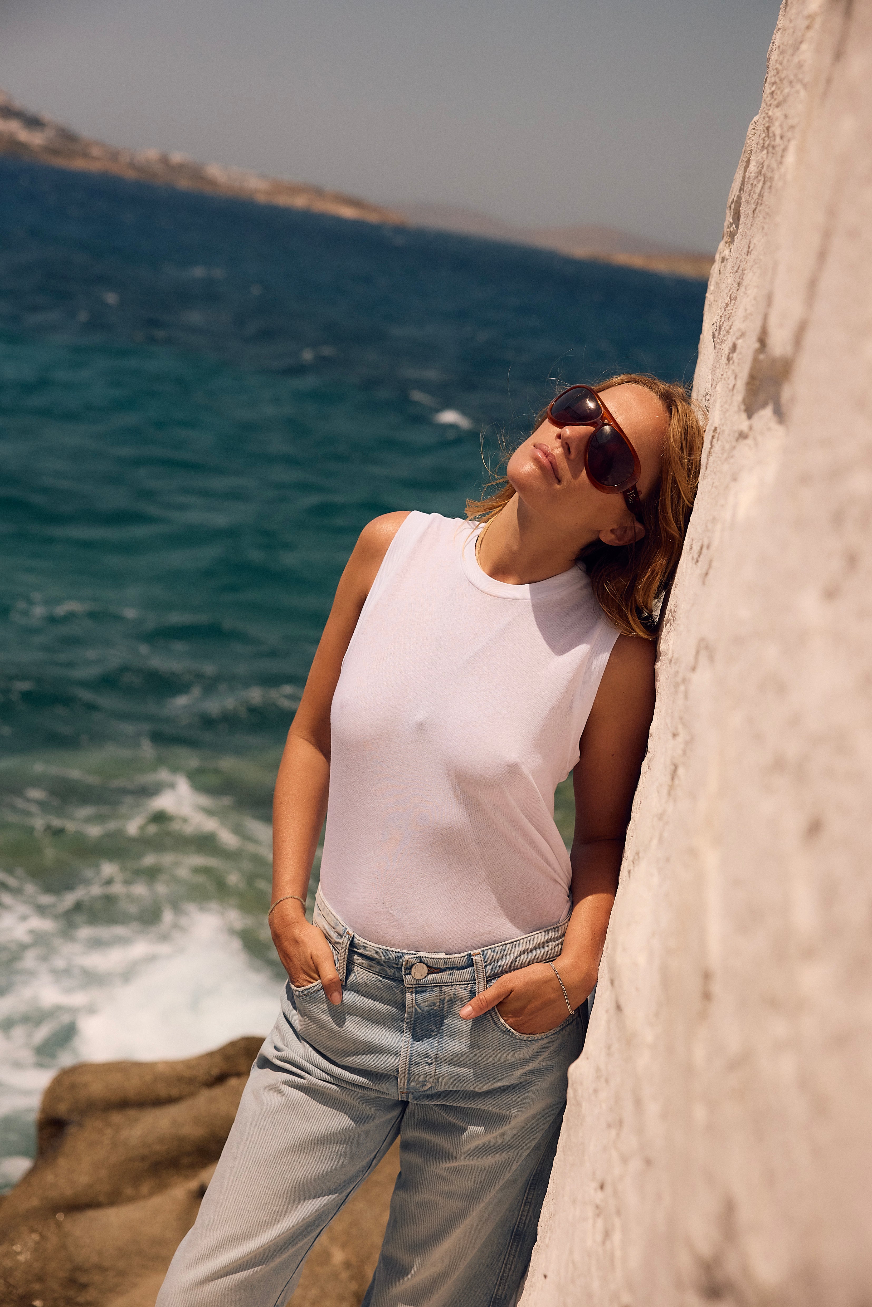 White Cotton Muscle Tee