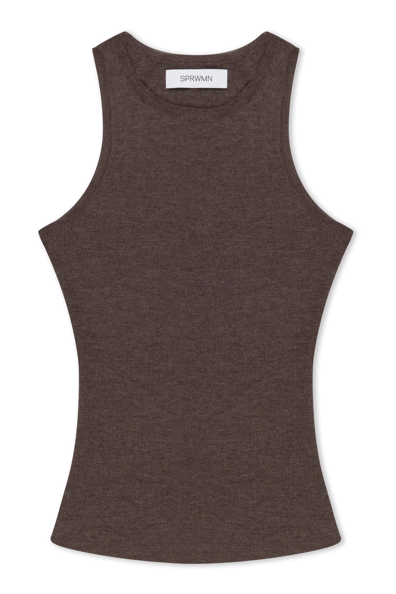 Heather Brown Ultra Fine Cashmere Racer Tank