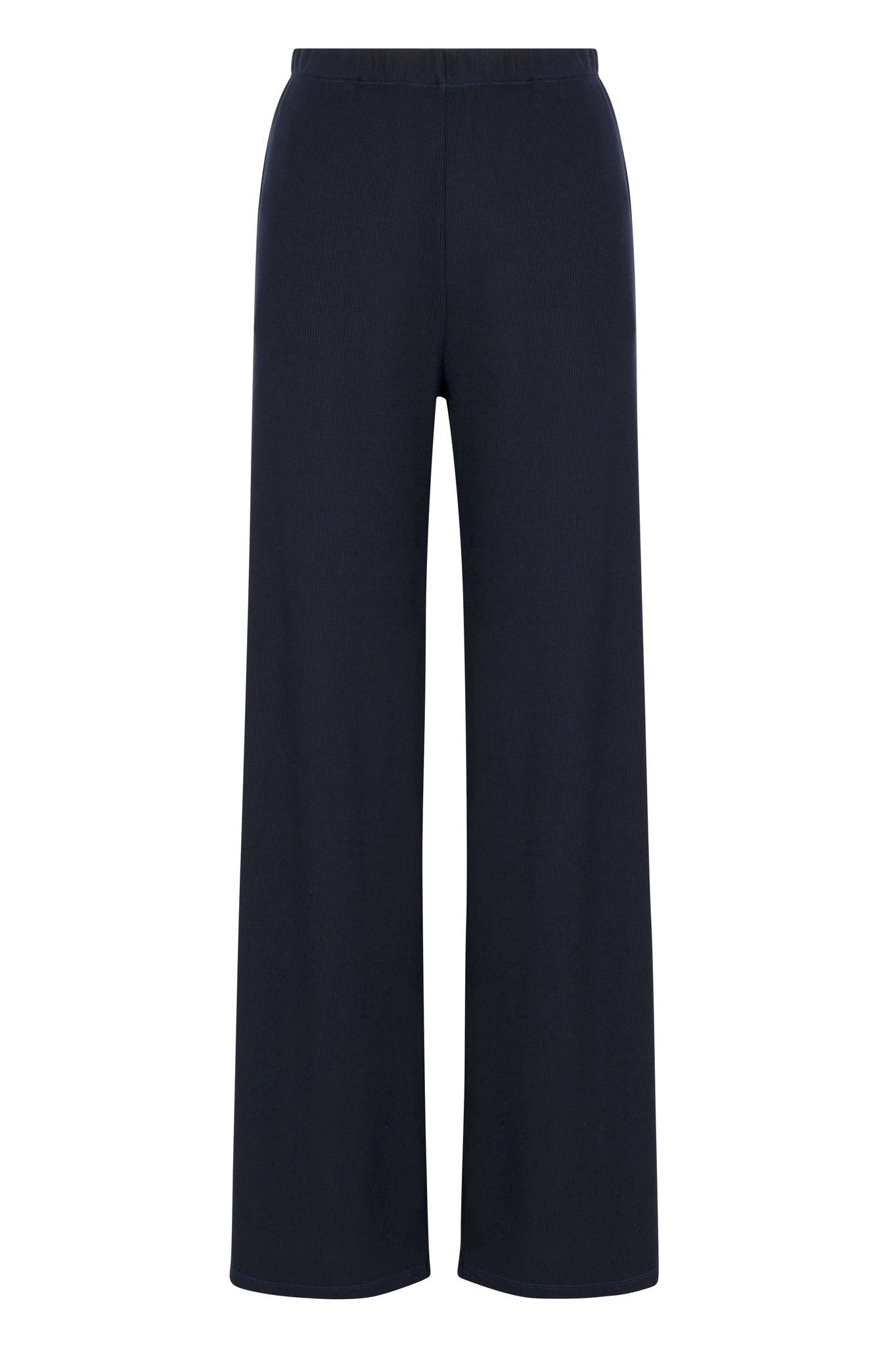 Navy Rib Wide Leg Pants