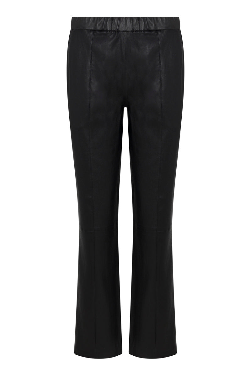 Black Leather Sophia Pintuck Joggers